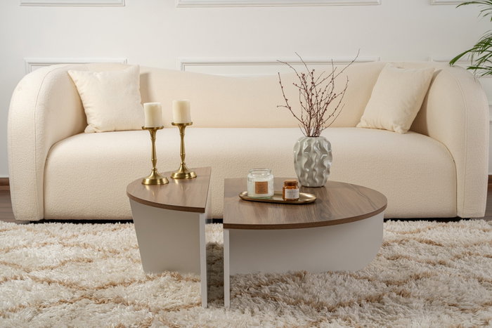 Nordure Mesa de Centro Orion Nogal y Blanco 90x30x60cm 85x35x30cm